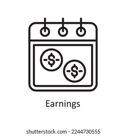 Earnings Vector Outline Icon Design illustration. Business And Data Management Symbol on White background EPS 10 File