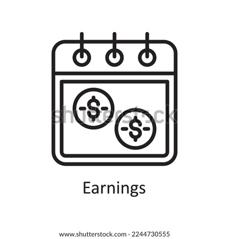 Earnings Vector Outline Icon Design illustration. Business And Data Management Symbol on White background EPS 10 File