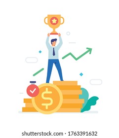 earnings withdrawal of funds icon, illustration. User interface, social media.Flat illustration Icons infographics. Landing page site print poster. Eps vector.