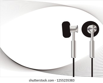earphone background with line curve vector illustration