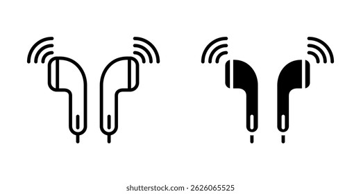 Kopfhörer Bluetooth Icon-Set. Symbol einzeln auf weißem Hintergrund. Vektorgrafik. farblich bearbeitbar.