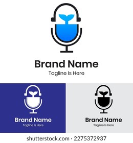 Earphone bud with microphone logo design