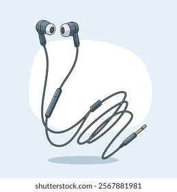 earphone with cable and audio jack. vector illustration isolated technology