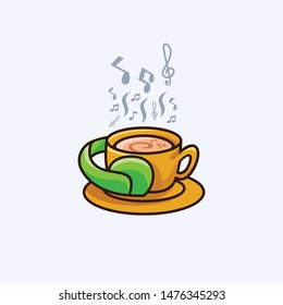 Earphone Coffee Designs Illustration Vector Template