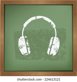 Earphone design on blackboard background,vector