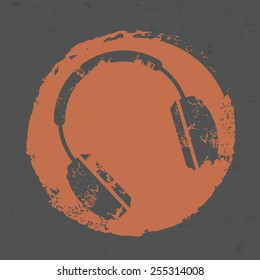 Earphone design on grunge background, grunge vector