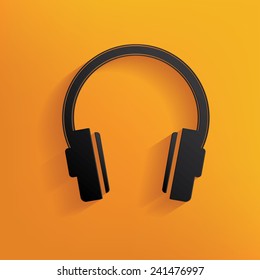 Earphone design on yellow background, clean vector