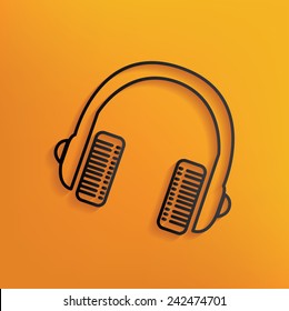 Earphone design on yellow background,clean vector