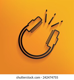 Earphone design on yellow background,clean vector