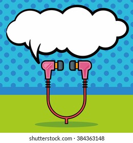 earphone doodle, speech bubble