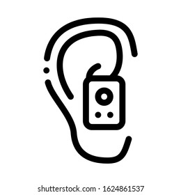 Earphone in Ear Icon Vector. Outline Earphone in Ear Sign. Isolated Contour Symbol Illustration