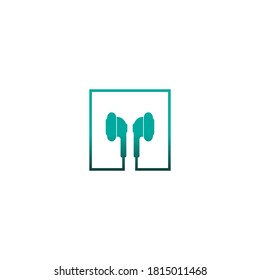 Earphone, earbuds icon flat design vector