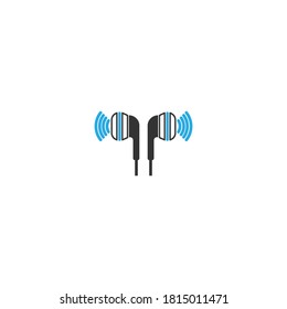 Earphone, earbuds icon flat design vector