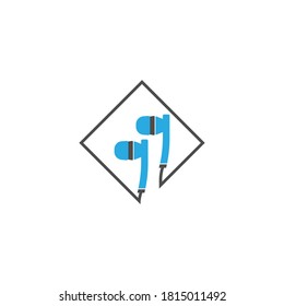 Earphone, icono de auriculares, vector de diseño plano