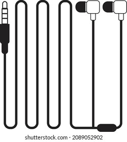 Earphone with earbuds. simple icon, black.