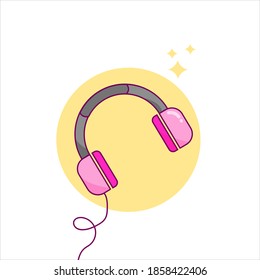Earphone flat icon vector illustration.