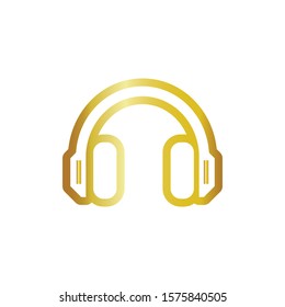 earphone in golden vector icon on a white background