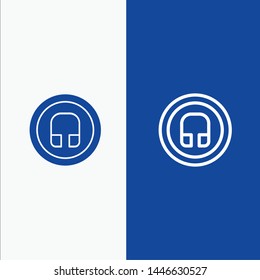 Earphone, Headphone, Basic, Ui Line and Glyph Solid icon Blue banner Line and Glyph Solid icon Blue banner