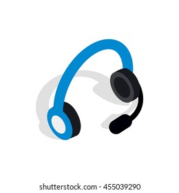 Earphone headset icon. Isometric 3d illustration of earphone headset vector icon logo isolated on white background