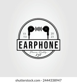 earphone or headset with sound wave logo vector illustration design