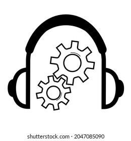 earphone icon design, earphone with gear sign or symbol