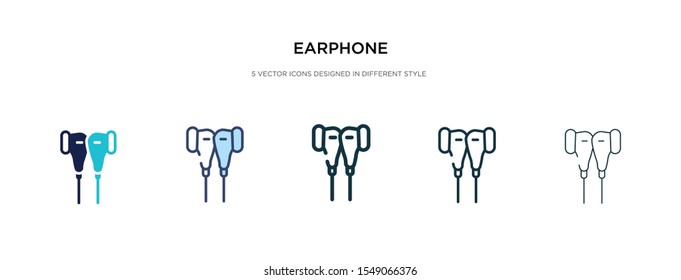 earphone icon in different style vector illustration. two colored and black earphone vector icons designed in filled, outline, line and stroke style can be used for web, mobile, ui