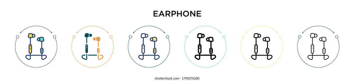 Icono de auricular en estilo relleno, delgado, contorno y trazo. Ilustración vectorial de dos iconos vectores de auriculares de color y negro se puede utilizar para móviles, ui, web