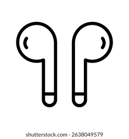 Earphone icon in flat style. Simple audio device symbol for music, sound, or media apps. Isolated on white background. Ideal for technology, entertainment, or user interface design.