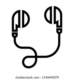 Earphone - icon line vector - hardware icons