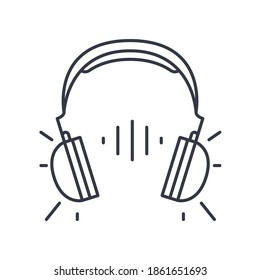 Earphone icon, linear isolated illustration, thin line vector, web design sign, outline concept symbol with editable stroke on white background.