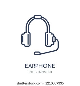 Earphone icon. Earphone linear symbol design from Entertainment collection.