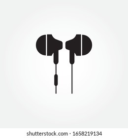 Earphone Icon Logo Vector . Earbuds symbol. isolated on white background. vector illustration