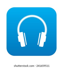 Earphone icon on blue background,clean vector