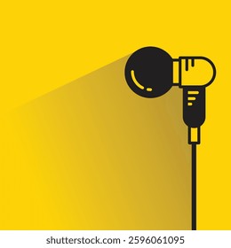 earphone icon on shadow yellow background