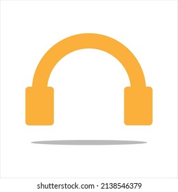 Earphone Symbol in orangefarbener Farbe. Flacher Cartoon-Stil. Vektorgrafik