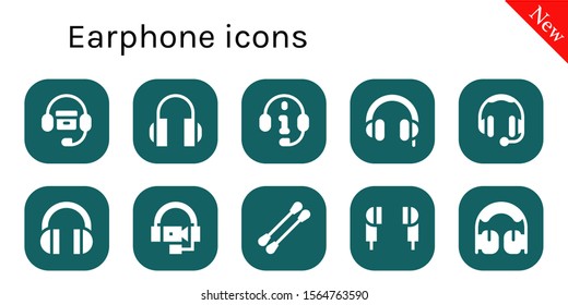 earphone icon set. 10 filled earphone icons.  Collection Of - Headphones, Earbuds, Earphones icons