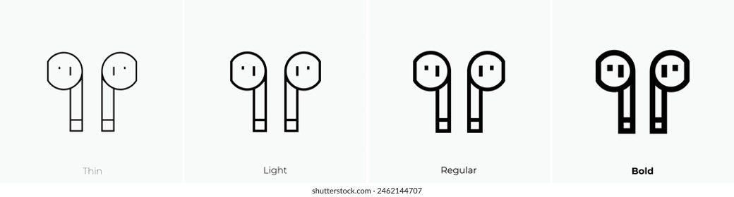 earphone icon. Thin, Light Regular And Bold style design isolated on white background