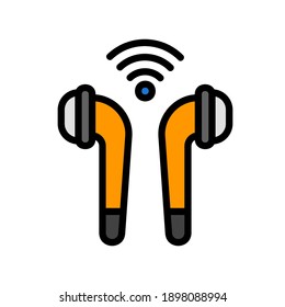 Earphone icon vector illustration in filled line style about internet of things for any projects, use for website mobile app presentation