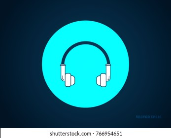  Earphone icon vector.Icon symbol isolated on blue background. Navigation map, gps, direction, placecontact, search concept.Vector illustration EPS 10