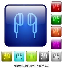 Earphone icons in rounded square color glossy button set