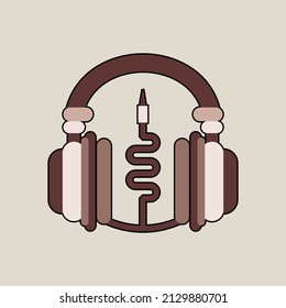 Earphone illustration vector design with warm colors that you can use as an icon or use as a template