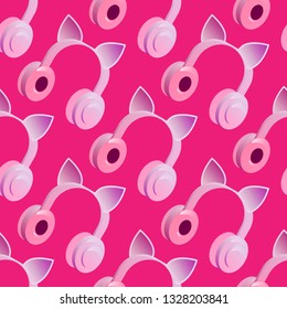 Earphone isolated vector illustration seamless pattern