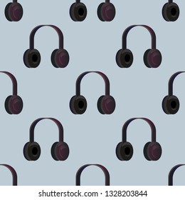 Earphone isolated vector illustration seamless pattern