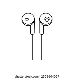 Earphone line art illustration with white background.