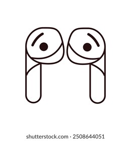 Earphone line art illustration with white background.