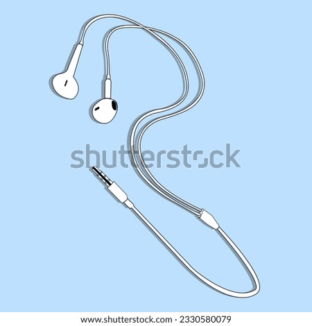 Earphone Line Art Vector Illustration.