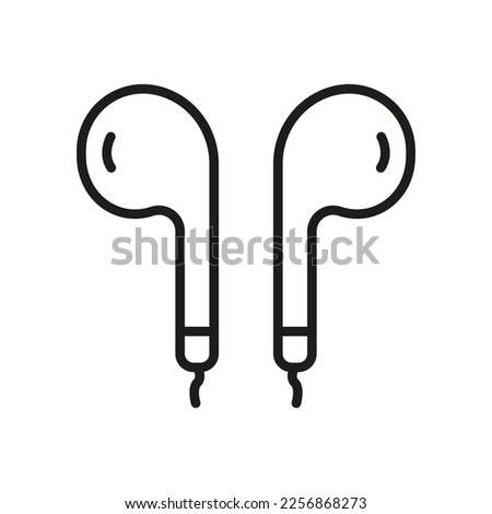 Earphone Line Icon. Wireless Headphone Linear Sign. Portable Ear Phone for Listening to Music Outline Symbol. Earbud Sound Equipment. Headset Icon. Editable Stroke. Isolated Vector Illustration.