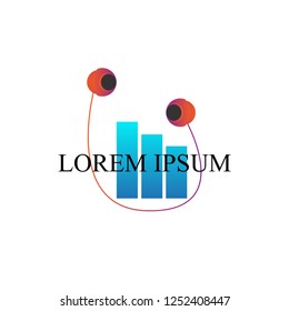 earphone logo icon, vector