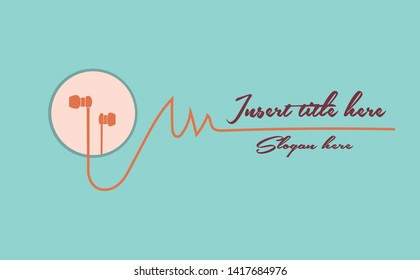 Earphone logo with a pulse abstract and space for text
