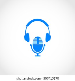 earphone and microphone icon, flat design best vector icon